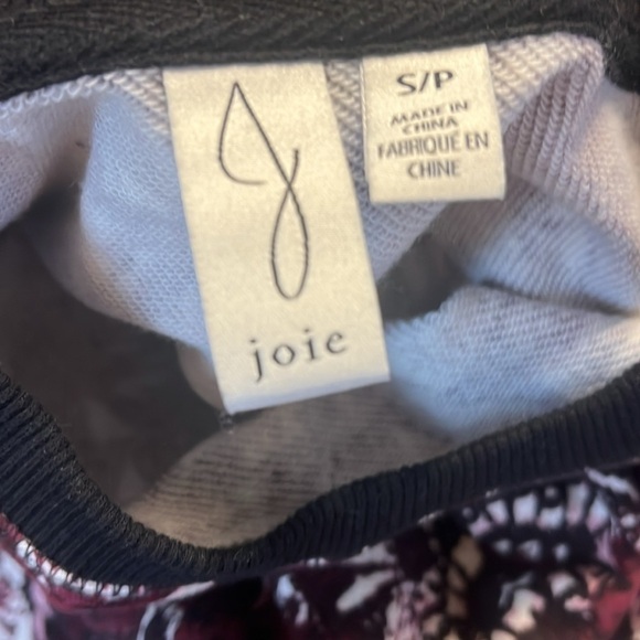Joie Abstract Floral Crewneck Cropped Sweatshirt Sz S - Picture 8 of 8
